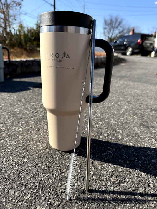 FROJA 40-oz Vacuum-insulated Stainless Steel Tumbler with Lid, Straw, 12 Hours Hot/24 Hours Cold, BPA-Free, Leak-Proof, Large Capacity